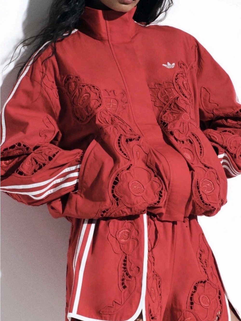 adidas x ASOS Red Floral Embroidered Track Jacket Women’s Full Zip NWT
